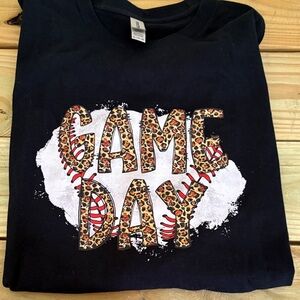 Game Day Leopard Print Baseball Long SleeveShirt - Black